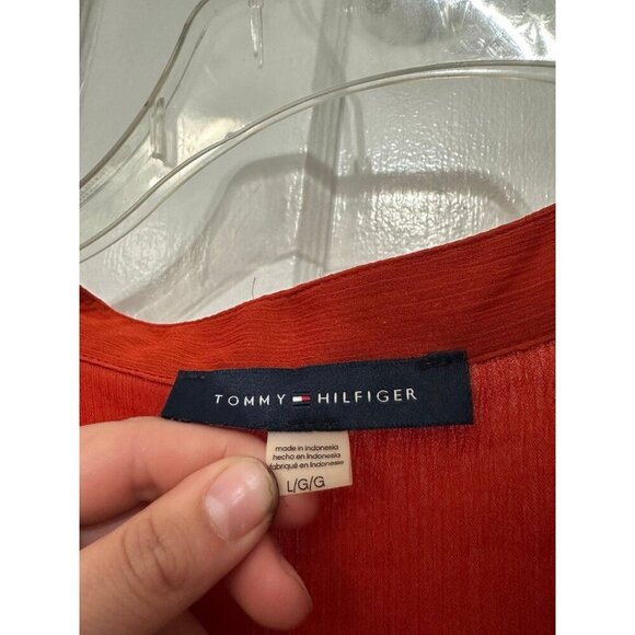 Tommy Hilfiger women’s size large red ruffle blouse - Picture 5 of 9